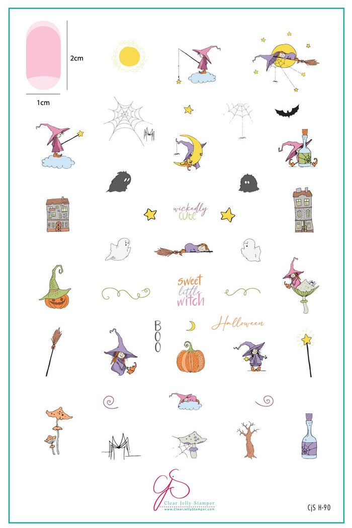 CjSH-090 Sweet Little Witch  |  Steel Nail Art Stamping Plate