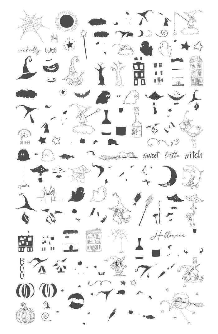 CjSH-090 Sweet Little Witch  |  Steel Nail Art Stamping Plate