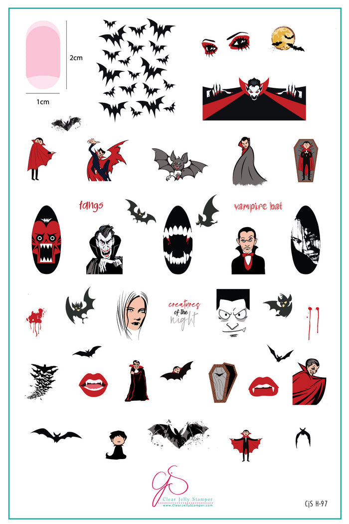 CjSH-097 Creatures of the Night  |  Steel Nail Art Stamping Plate