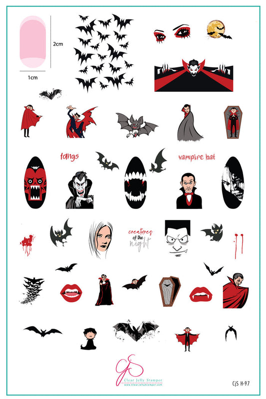 CjSH-097 Creatures of the Night  |  Steel Nail Art Stamping Plate