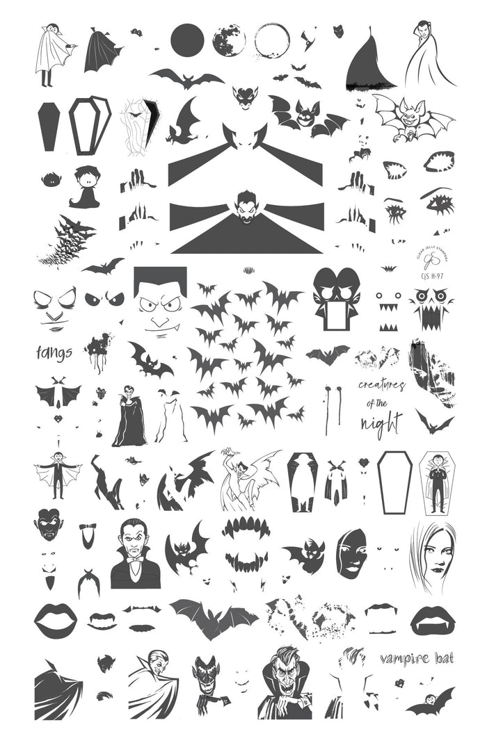 CjSH-097 Creatures of the Night  |  Steel Nail Art Stamping Plate