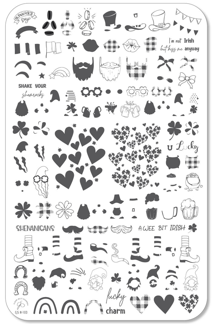 CjSH-103 Shake Your Shamrocks |  Steel Nail Art Stamping Plate
