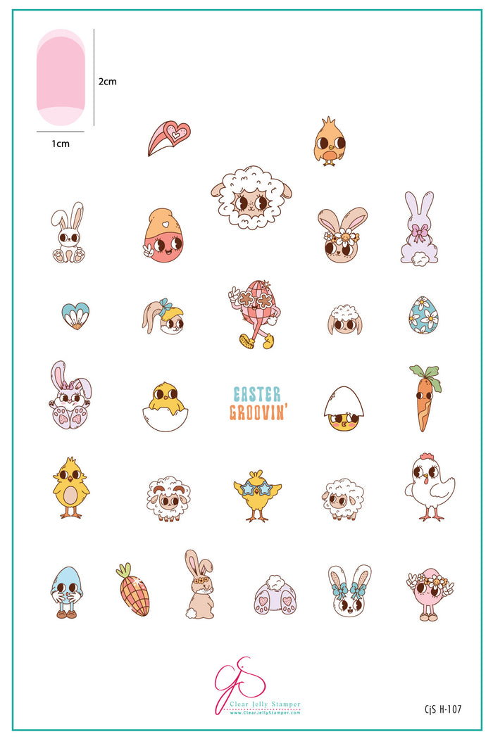 CjSH-107  Easter Groovin'   |  Steel Nail Art Stamping Plate