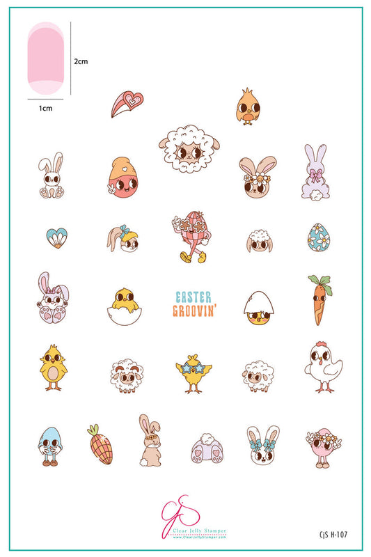 CjSH-107  Easter Groovin'   |  Steel Nail Art Stamping Plate