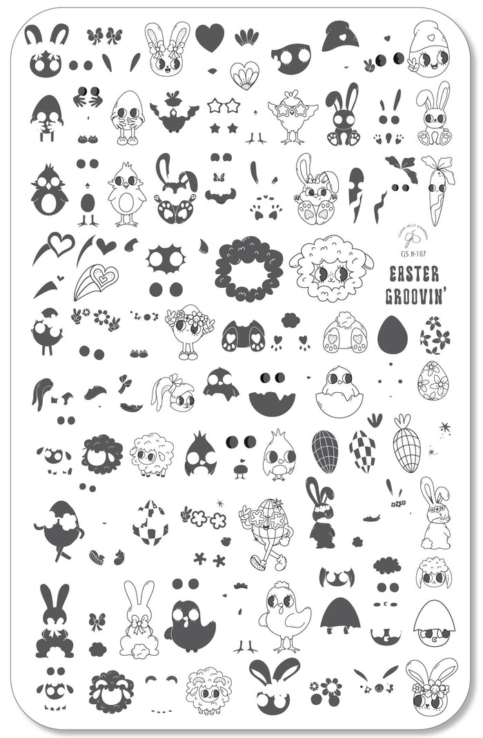 CjSH-107  Easter Groovin'   |  Steel Nail Art Stamping Plate