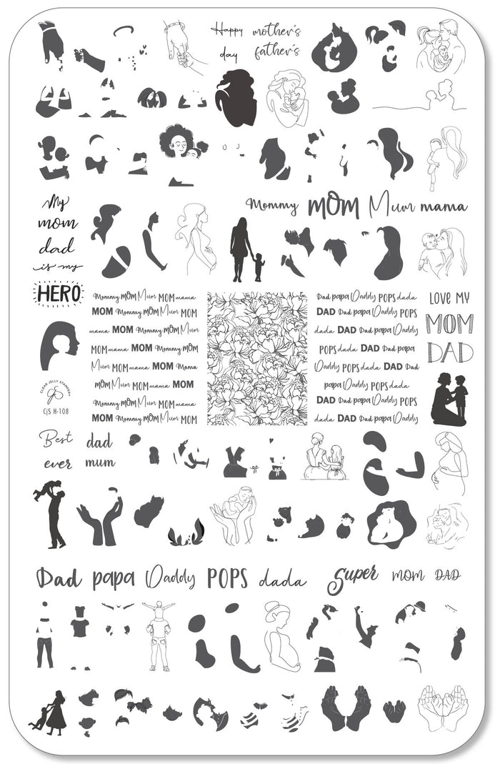 CjSH-108  Mom and Dad's Day    |  Steel Nail Art Stamping Plate