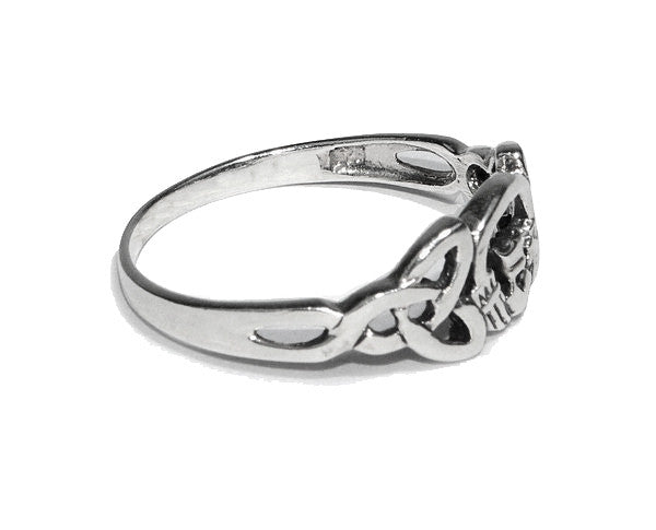 Claddagh Crown Ring - Sterling Silver Traditional Band Jewelry side view