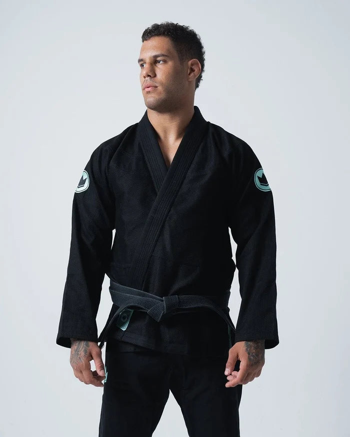 Kingz Classic 3.0 BJJ Gi Black - Full Body Front View Complete Black Gi Set Athlete Wearing