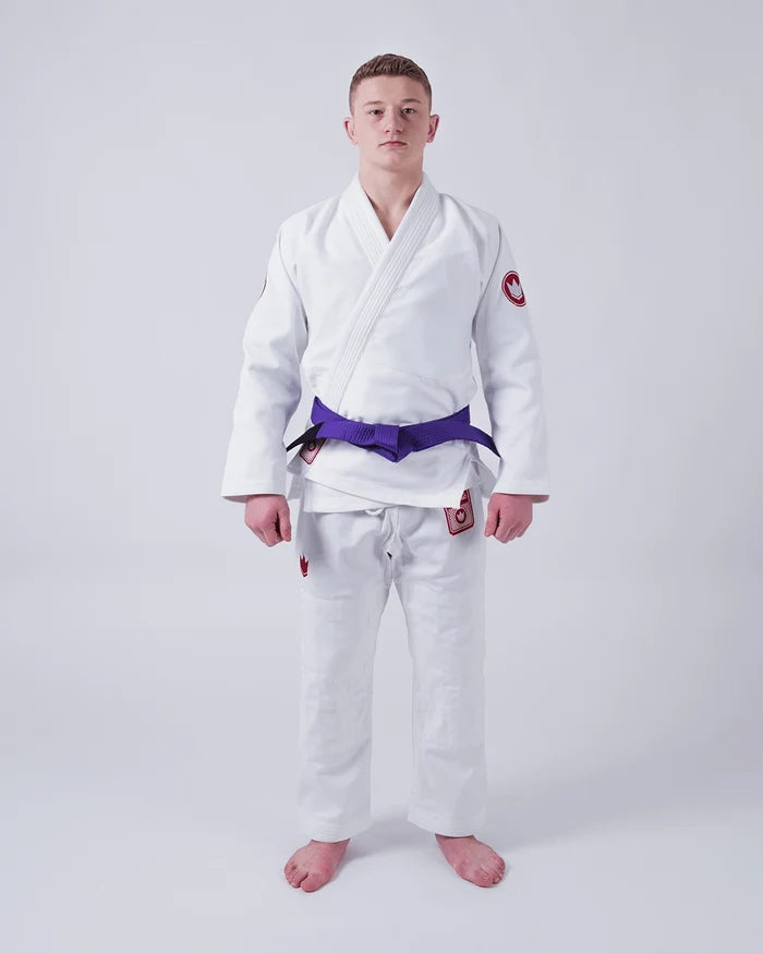 Kingz Classic 3.0 BJJ Gi White - Full Body Front View Athlete Wearing White Kimono