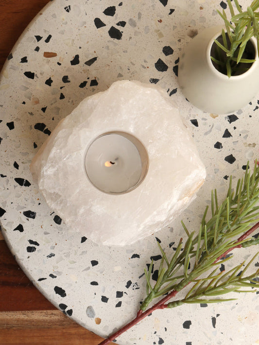 Clear Quartz Candle Holder | One Colour-Image 1