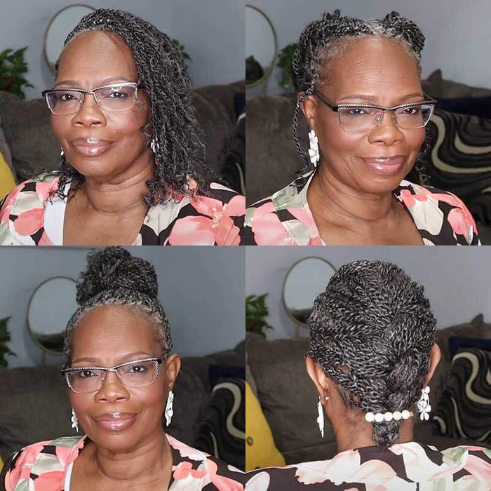 micro twist salt pepper afro kinky human hair
