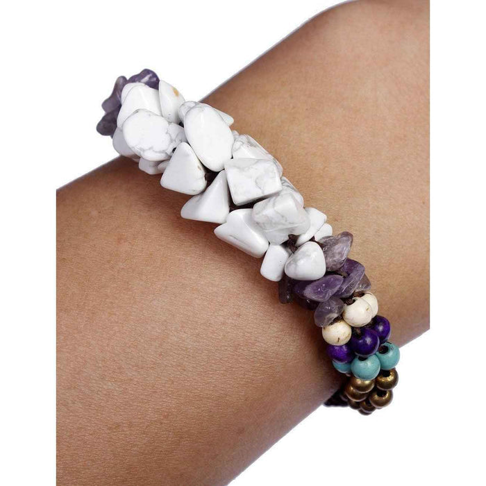 Cluster Brass Bead & Stone Bracelet - Thailand