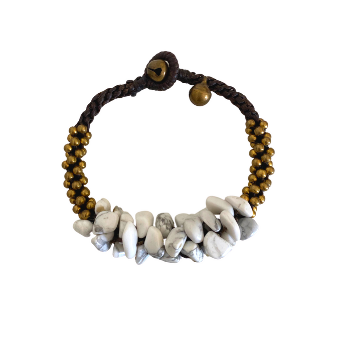 Cluster Brass Bead & Stone Bracelet - Thailand