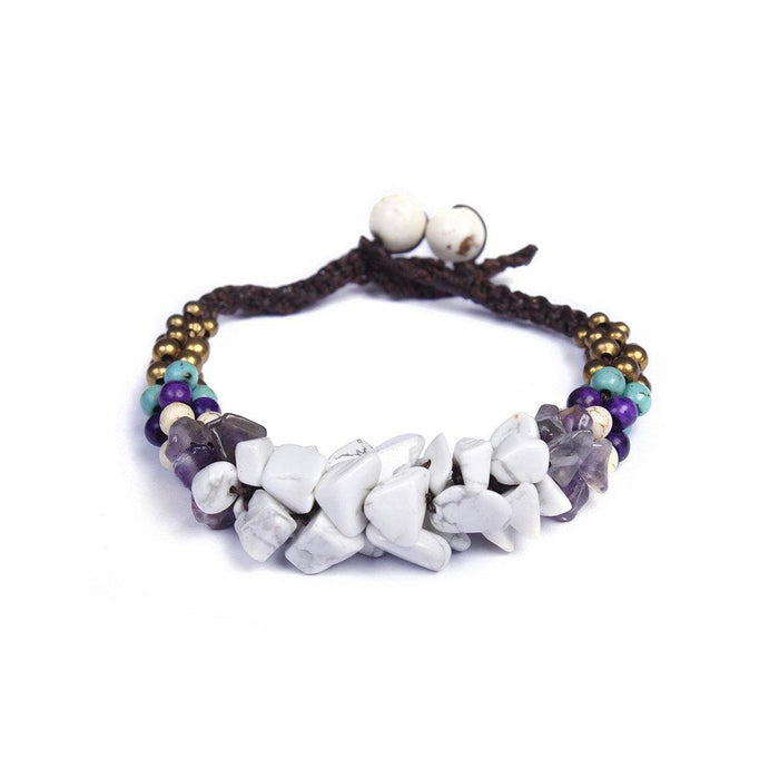 Cluster Brass Bead & Stone Bracelet - Thailand