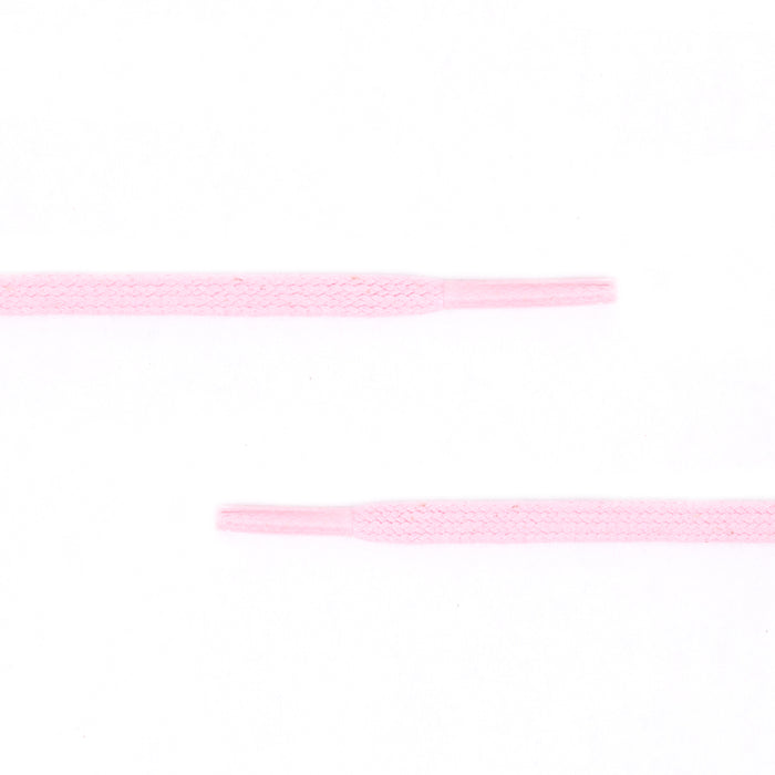 A pair of KirbyAllison.com Colored Flat Waxed Shoelaces on a white background.