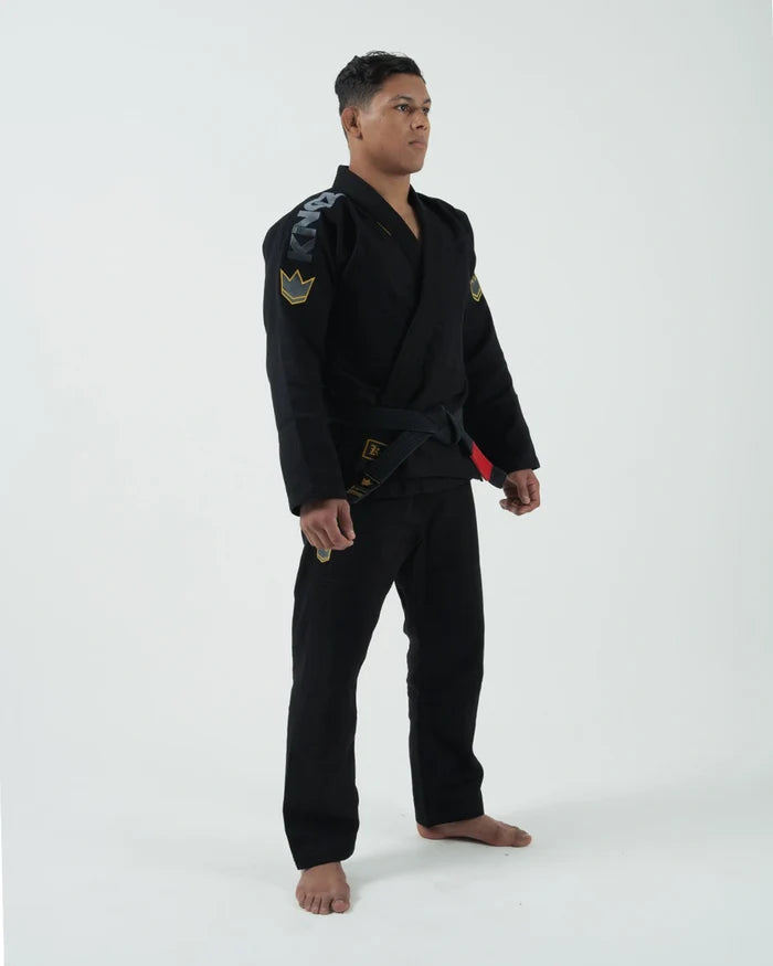 Kingz Comp 450 V6 BJJ Gi Black 2023 version rear view showing reinforced back panel and pants
