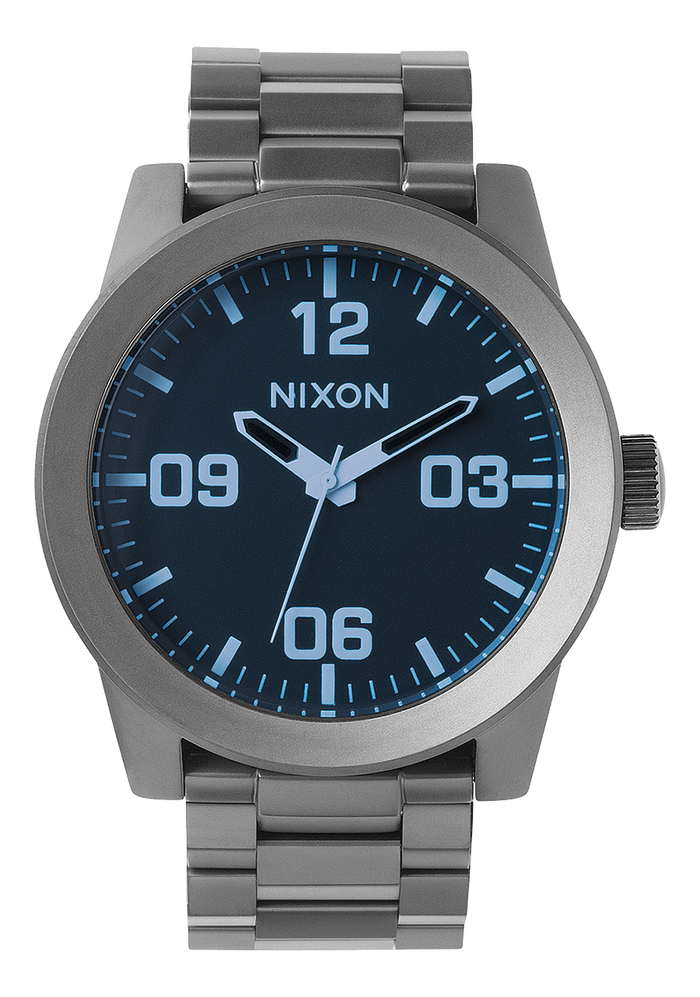 Corporal Stainless Steel - Gunmetal / Blue Crystal