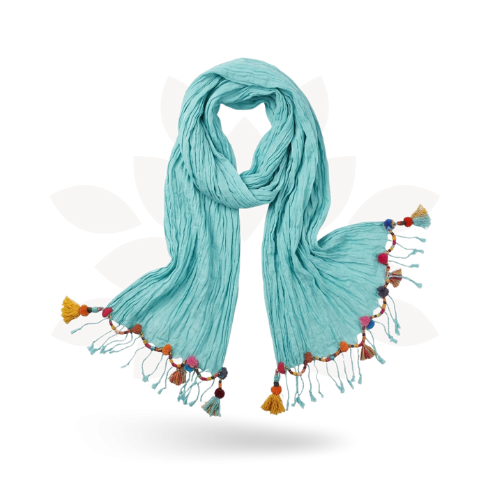 Cotton Pom Pom Sustainably Made Scarf - Thailand