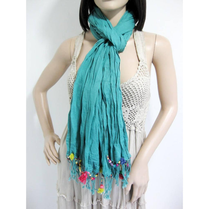 Cotton Pom Pom Sustainably Made Scarf - Thailand