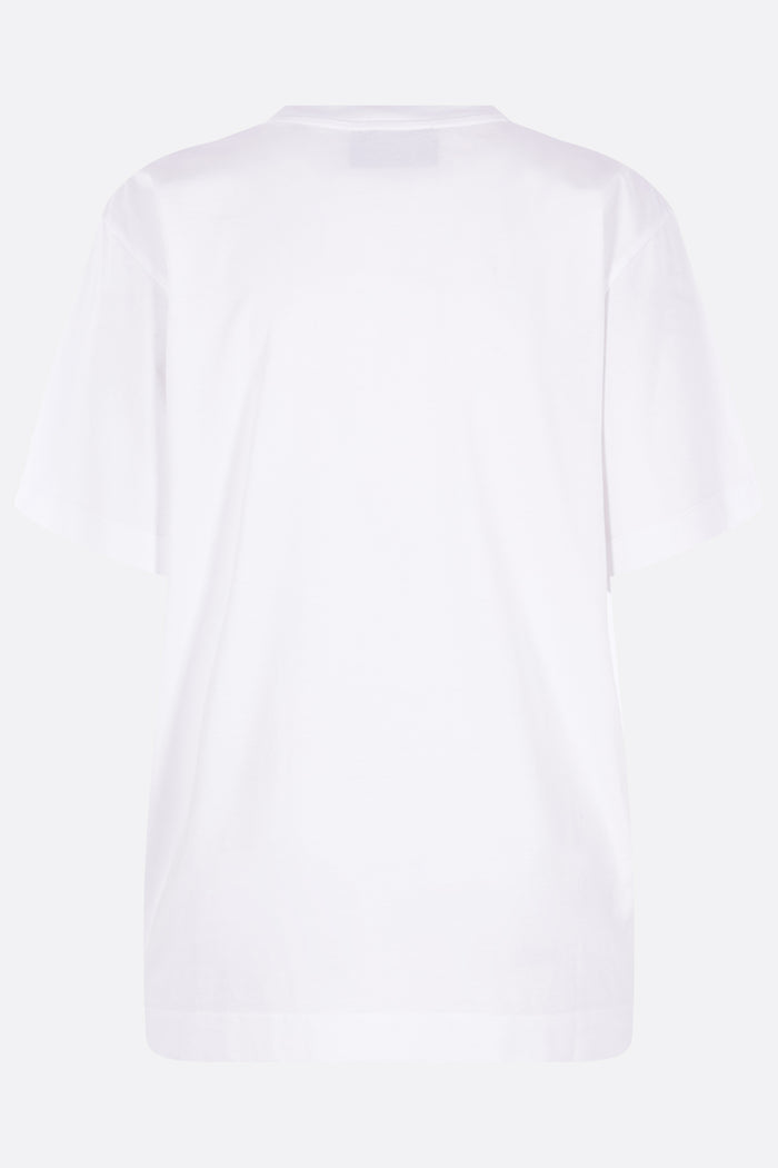 cotton t-shirt with Patchwork Satin Trompe L'Oeil print
