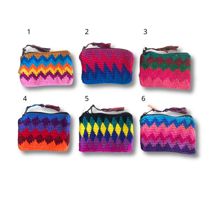 Crochet Multicolor Coin Purse with Tassel - Guatemala
