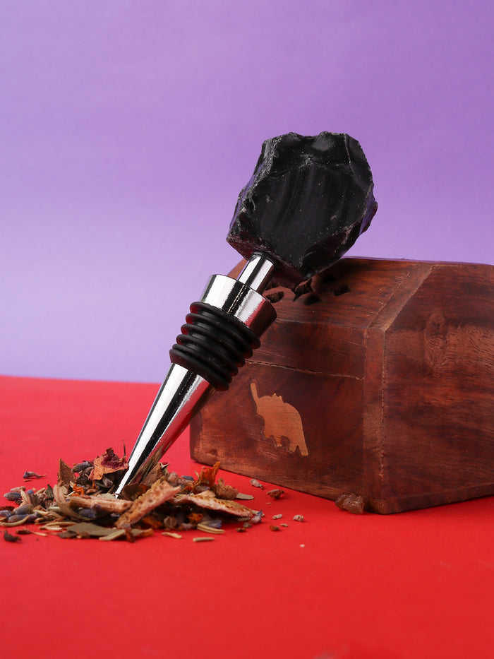 Crystal Wine Bottle Stopper | Obsidian-Image 1