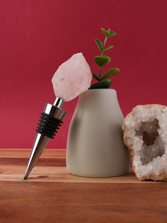 Crystal Wine Bottle Stopper | Rose Quartz-Image 1