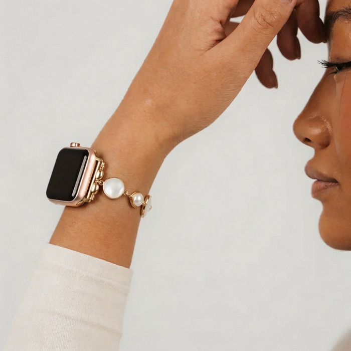 Girl wearing Cute Stone Bracelet Watch Strap in studio shoot