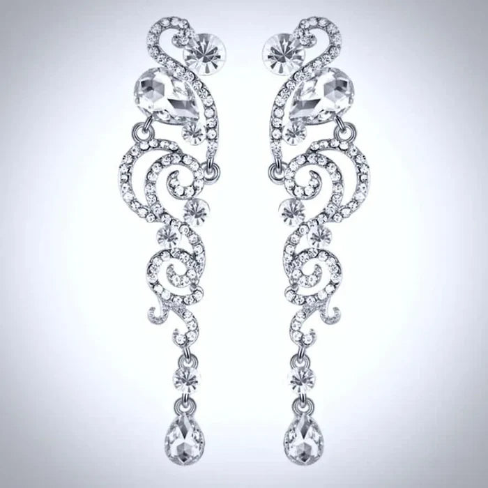 Wedding Jewelry - Long Rhinestone Bridal Earrings 'Daylenn'