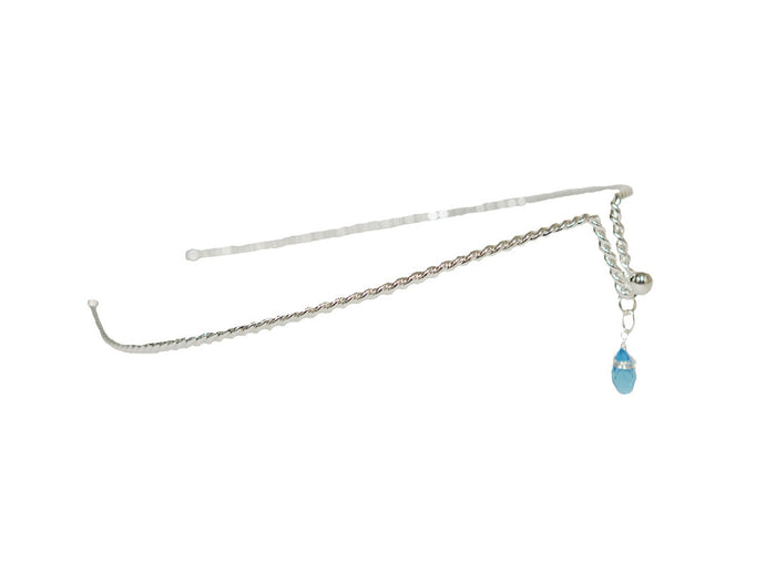 Dewdrop Crown – Silver Wire Band with Crystal Accent Headpiece side view