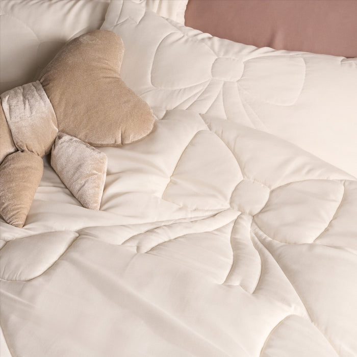 Diamond Bow Quilted Coverless 7.5 Tog Duvet Set - Ivory 🇬🇧