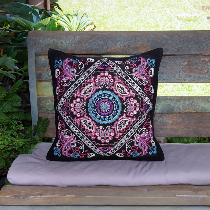 Diamond Flower Embroidered Pillow Cover - Thailand