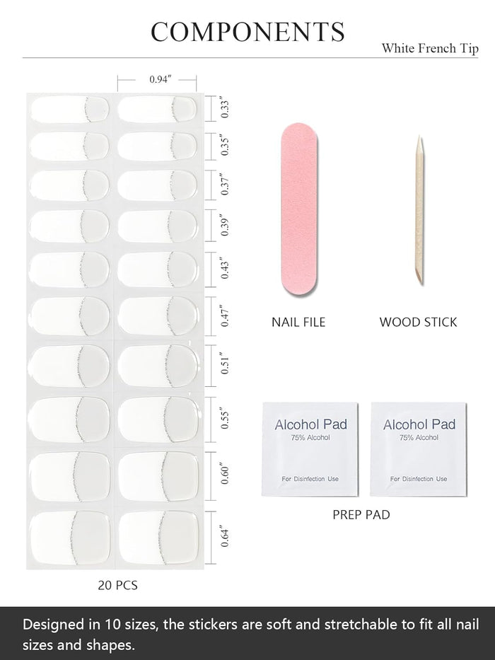 Diamond Tulle Semicured Nail Wraps Detail - White French Lace UV Gel Nails