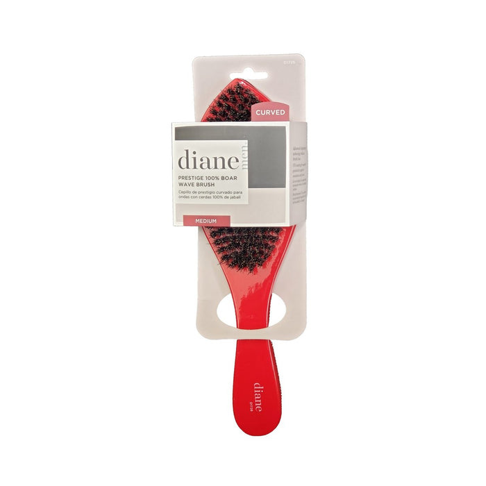 DIANE CURVED PRESTIGE 100% BOAR MILITARY WAVE BRUSH - RED / MEDIUM # D1726 - Palms Fashion Inc.