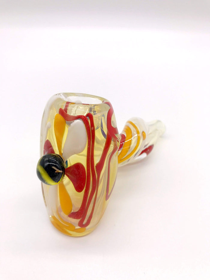 Smoke Station Hand Pipe Red-White-Orange Dope Freak™ Shatter-Resistant German Borosilicate Cobber Hand Pipe