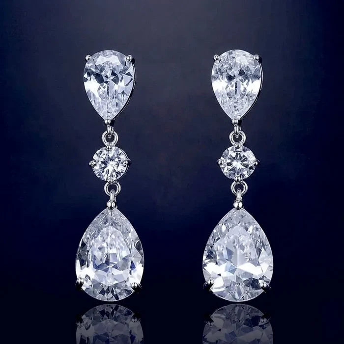 Wedding Jewelry - Silver Cubic Zirconia Bridal Earrings 'Dream'