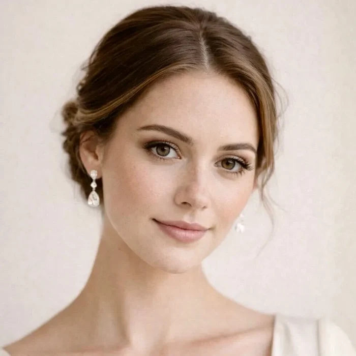 Wedding Jewelry - Silver Cubic Zirconia Bridal Earrings 'Dream'