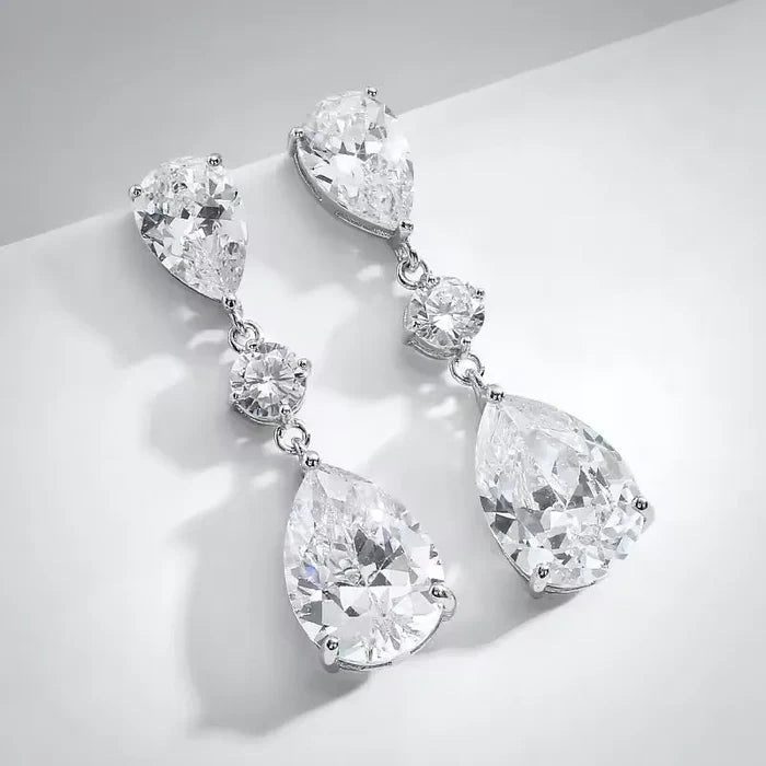 Wedding Jewelry - Silver Cubic Zirconia Bridal Earrings 'Dream'