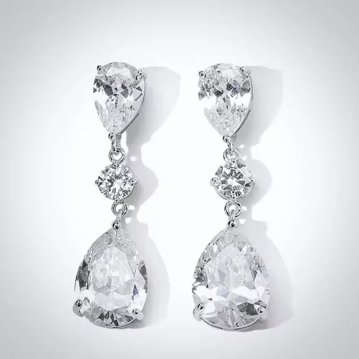 Wedding Jewelry - Silver Cubic Zirconia Bridal Earrings 'Dream'