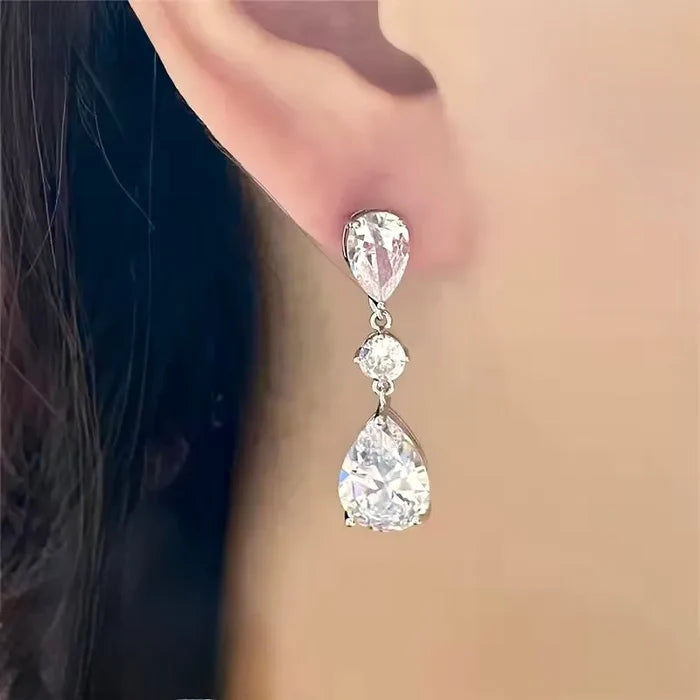 Wedding Jewelry - Silver Cubic Zirconia Bridal Earrings 'Dream'