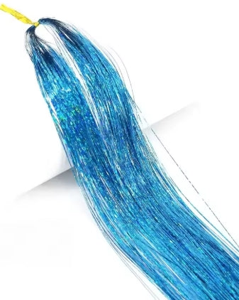 Dream Goddess Synthetic Glitter Hair Tinsel Turquoise Blue 1 pack
