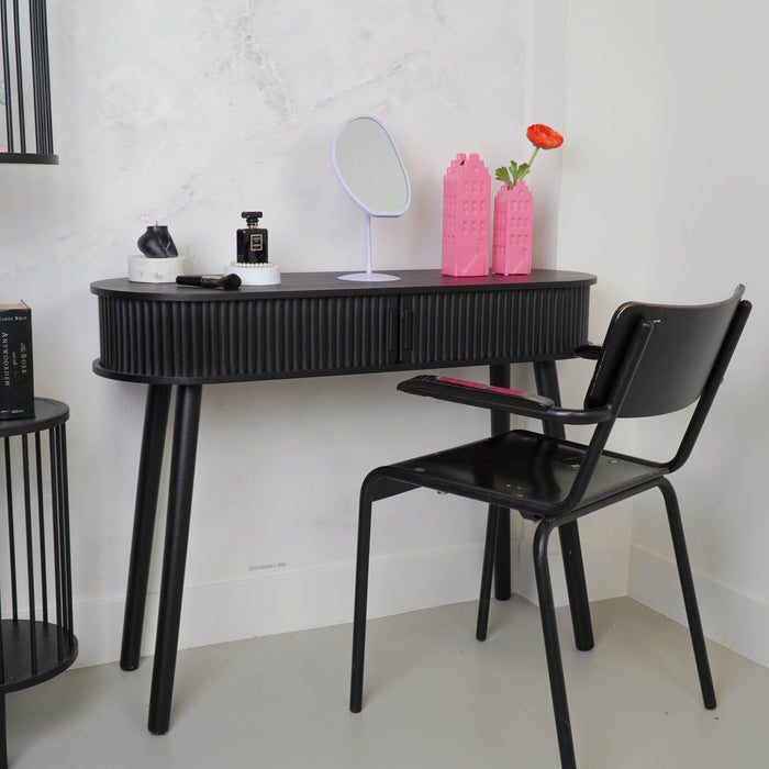 Dressoir - Met Schuifdeur van Latten - Zwart - 100x33x76cm
