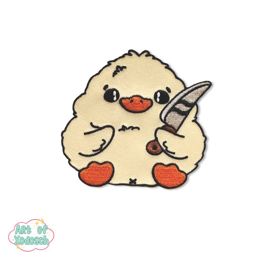 ducky with knife  iron-on patch
