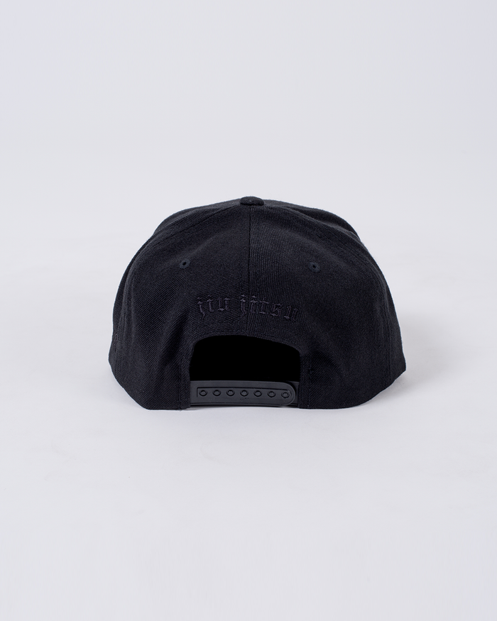 Kingz Emblem Snapback Black - Back View Black Embroidered Text Adjustable Snap Closure Black Fabric Classic Design BJJ Training Hat [color:Black]