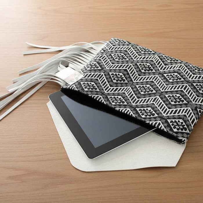 Embroidered Fringe Clutch Bag with Leather Tassel – Thailand