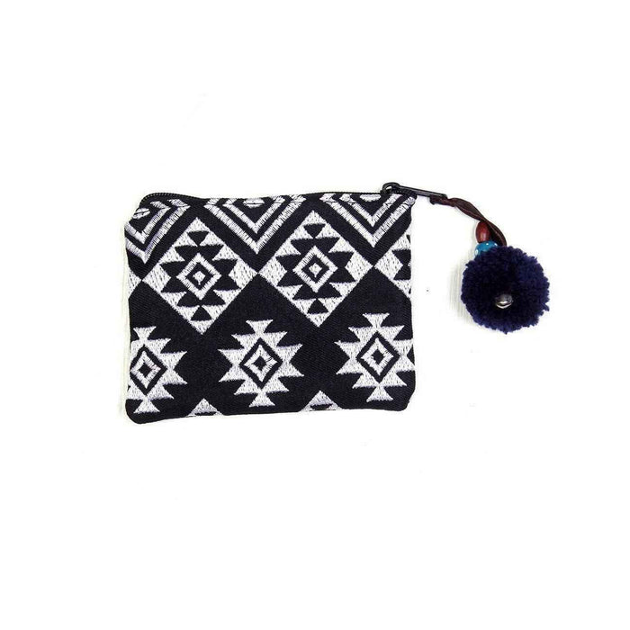 Embroidered Pompom Artisanal Coin Purse - Thailand