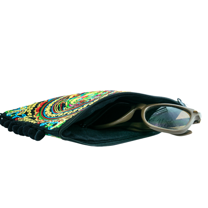 Embroidery Butterfly Clutch With Pompoms - Thailand