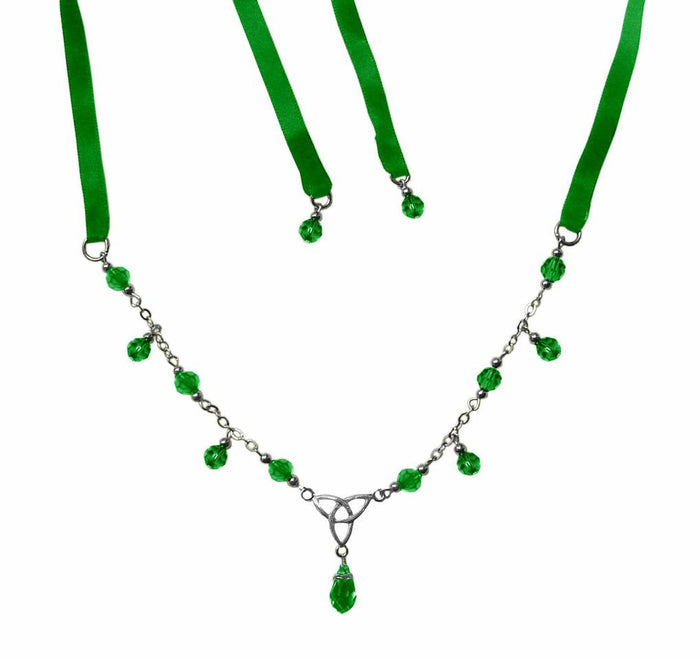 Eternity Tie-On Crown - Silver Ribbon Crown and Necklace Jewelry front view