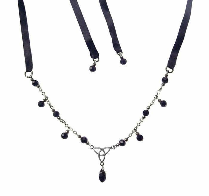 Eternity Tie-On Crown - Silver Ribbon Crown and Necklace Jewelry front view