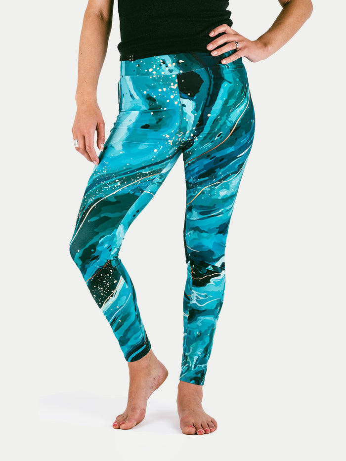 Festival Printed Leggings | Green Marble-Image 1